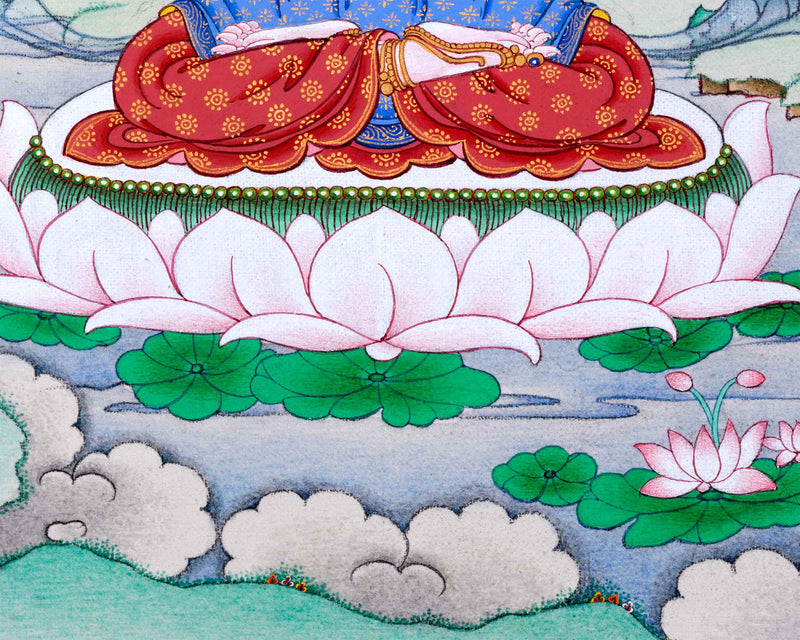 Sacred Chenresig Avalokiteshvara Thangka | Deity of Compassion | Traditional Karma Gadri Style