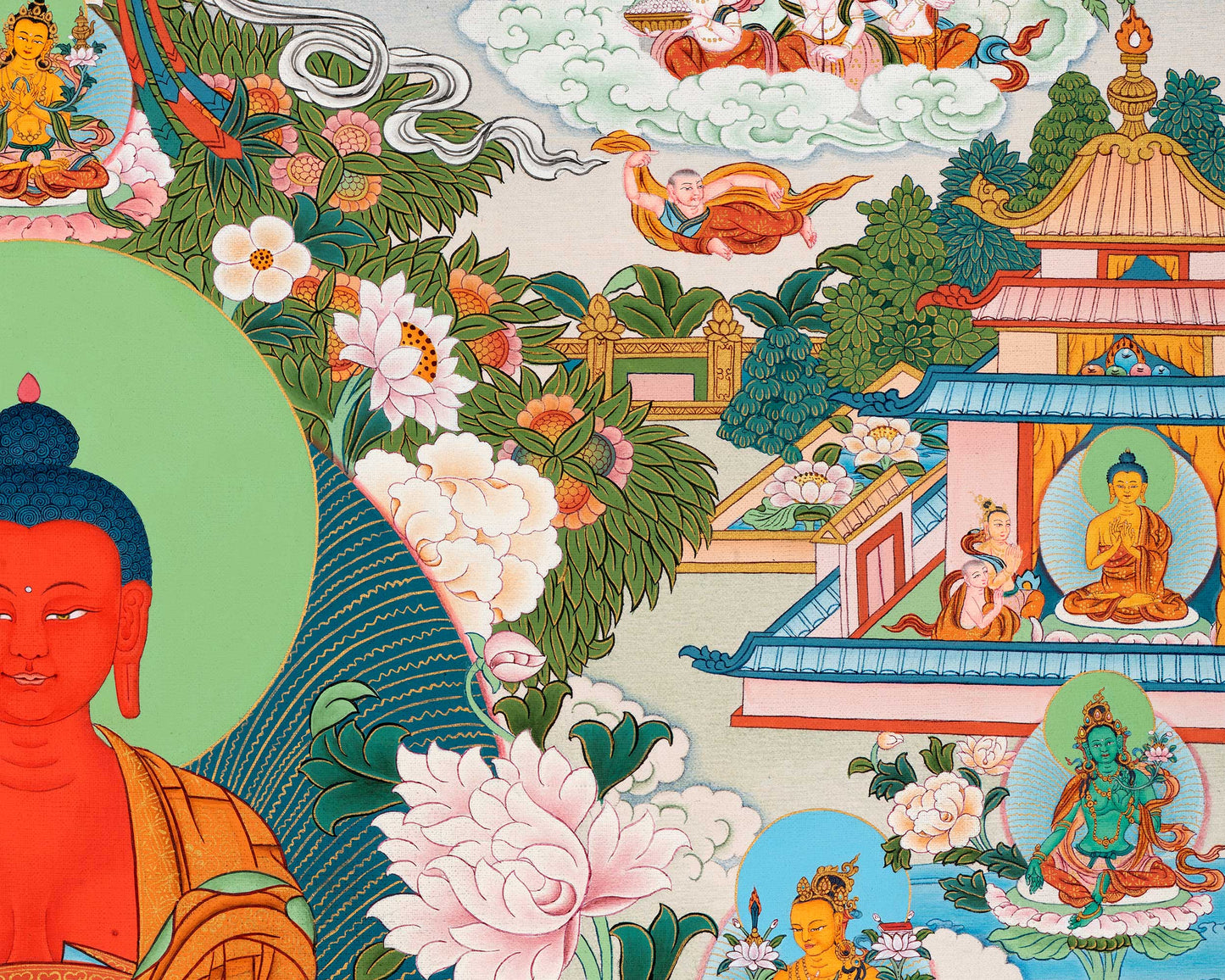 Buddha Amitabha Pureland Thangka, High Quality Giclee Canvas,Thangka Print