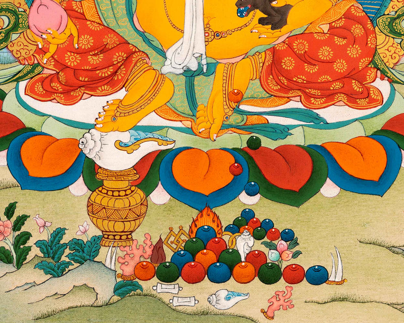 Small Thangka of Jambala, Buddhist Wealth Deity