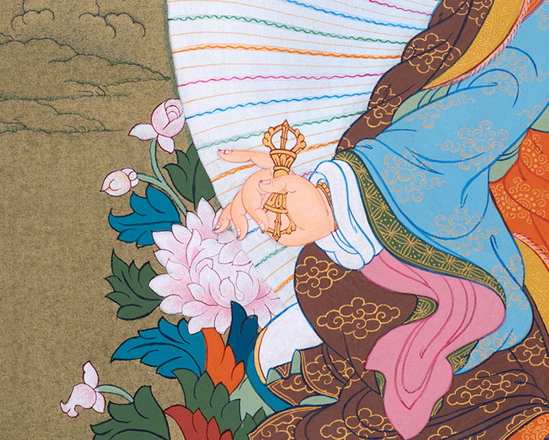 Hand Painted Guru Rinpoche Thangka | Lotus Born Master, Padmasambhava