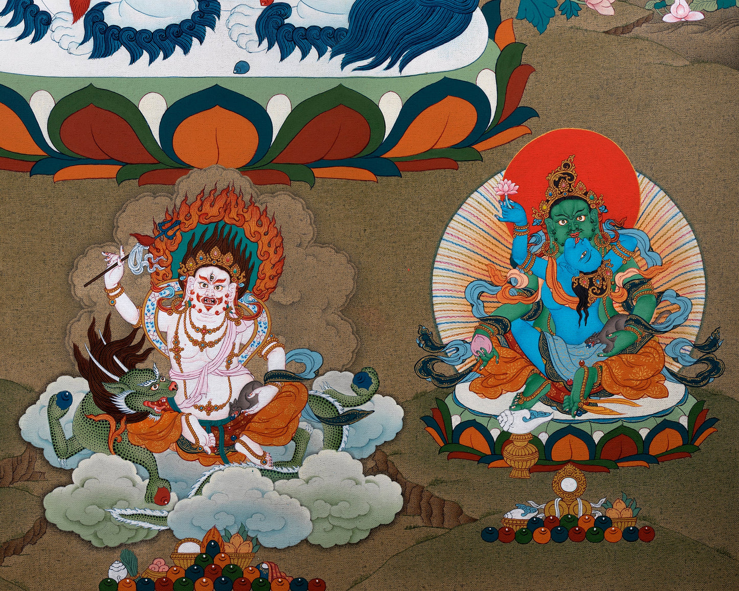 Five Jambhala Thangka | Buddhist Wealth Deities