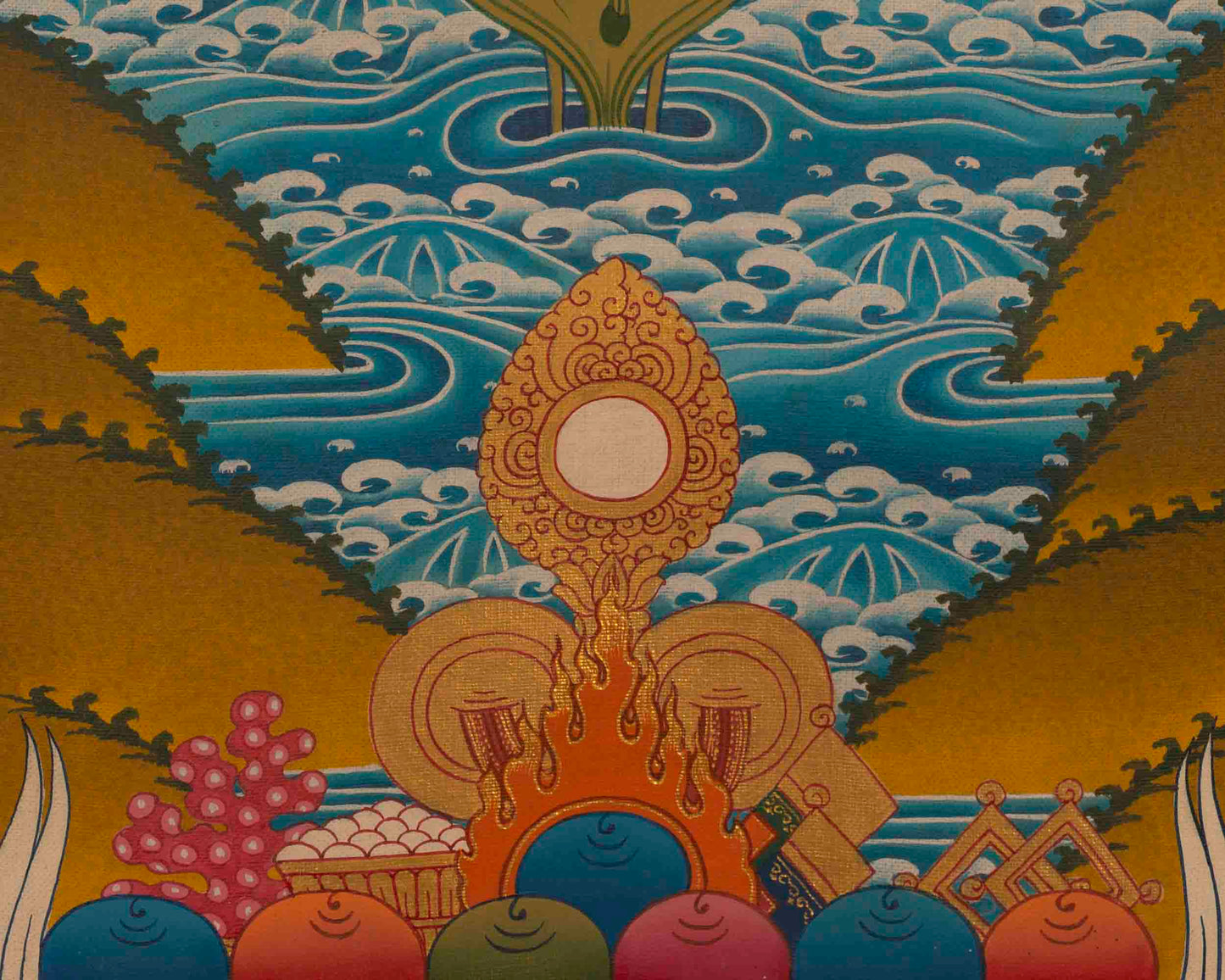 Chenresig Thangka | Followed By Mahalakala And Manjushree  | Religious Wall Decor