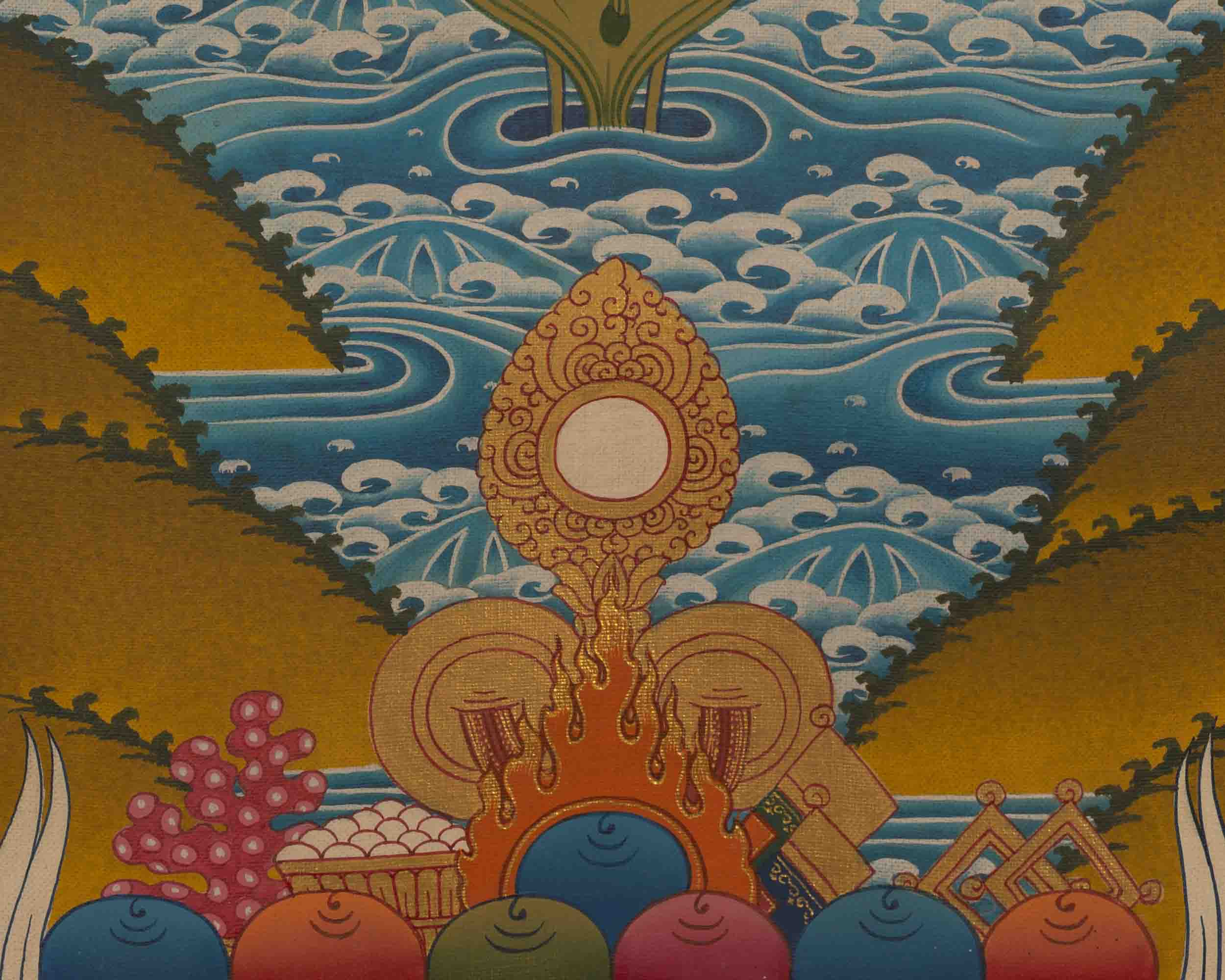 Chenresig Thangka | Followed By Mahalakala And Manjushree  | Religious Wall Decor