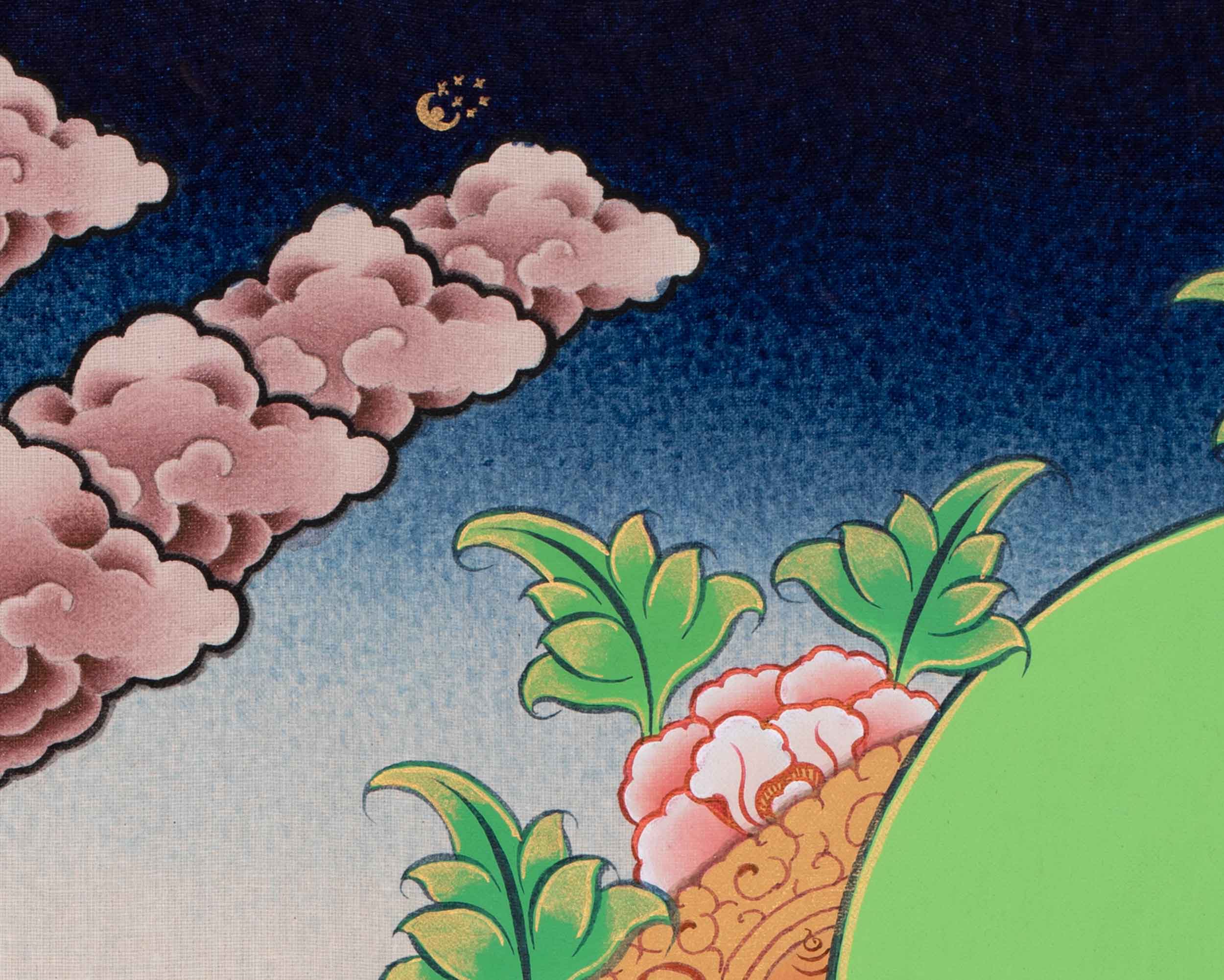 Dzambhala Divine Thangka Artwork | Embodiment of Abundance | Art for Meditation