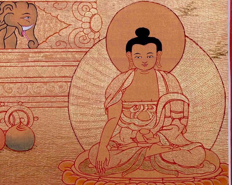 24K Gold Style Medicine Buddha Thangka | Meditation Altar