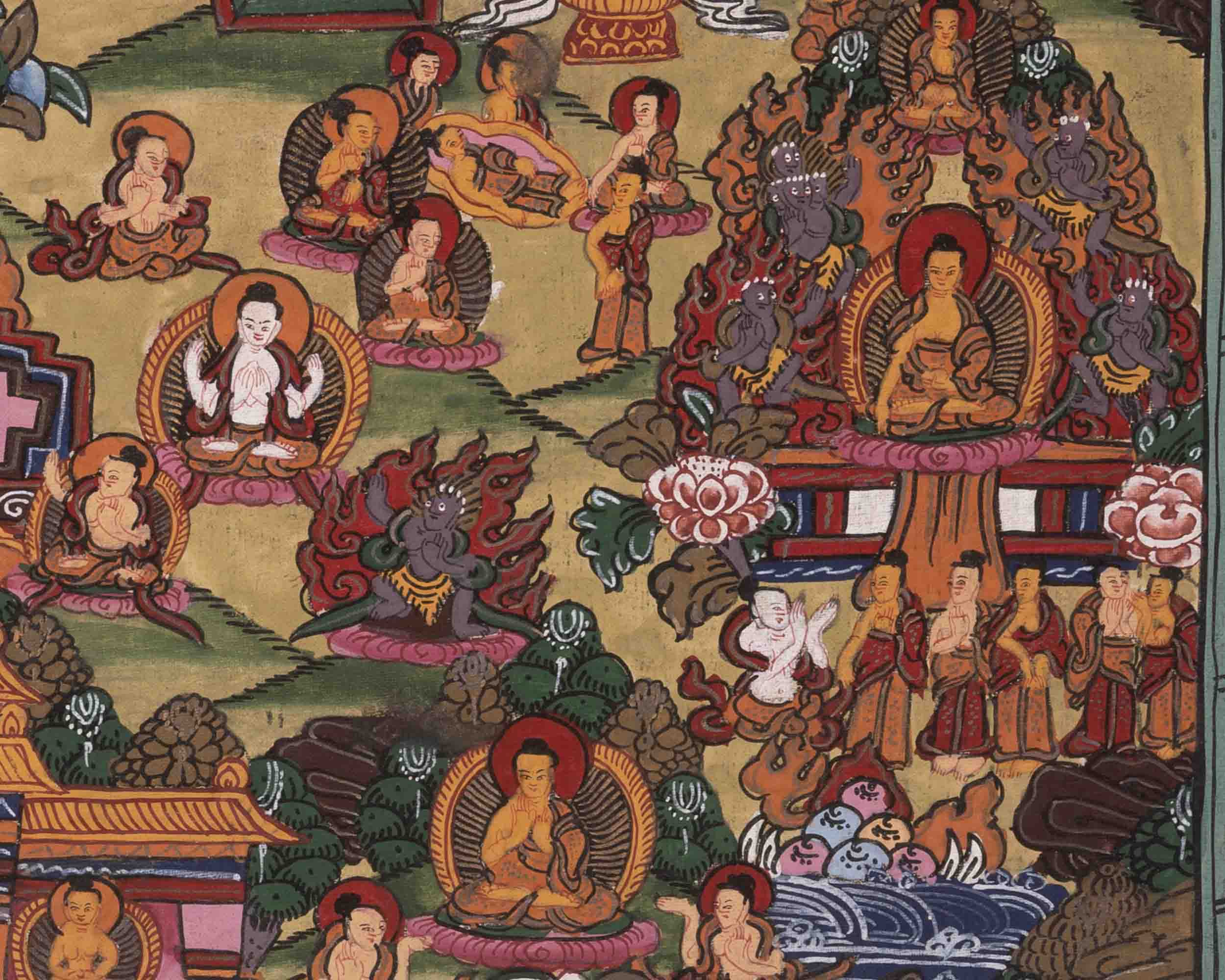 Life Story Of Buddha | Vintage Thangka Art | Wall Decors