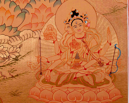 Tibetan White Tara Thangka | Wall Hanging Meditation and Yoga Art