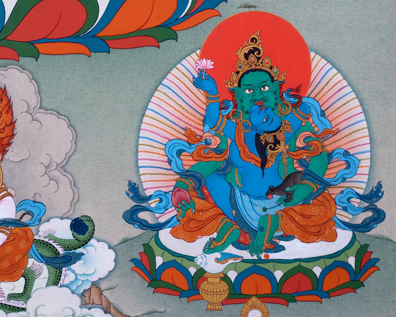 Five Dzambhala Thangka Masterpiece | Painting of Wealth Deity From Enlightenment