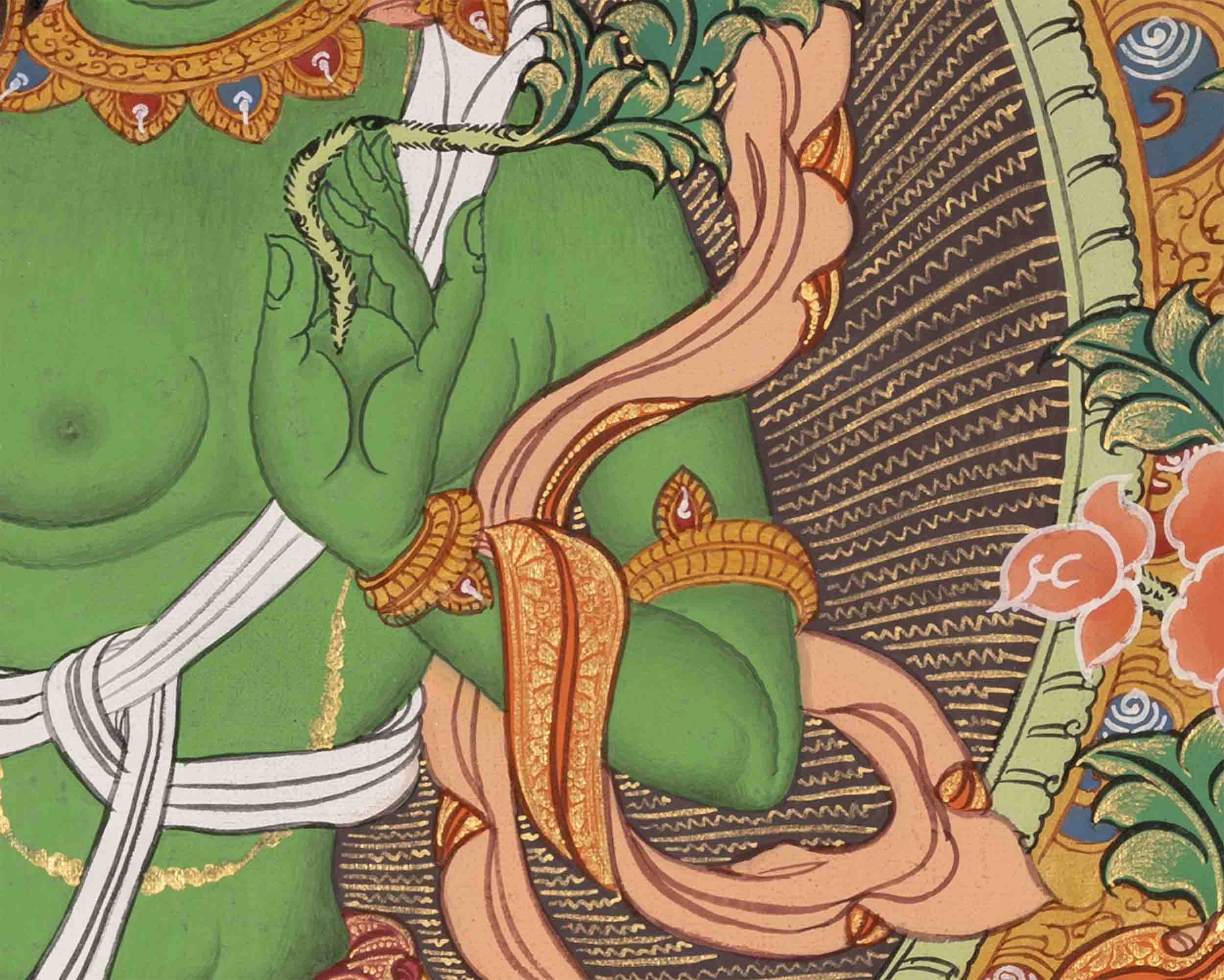 Green Tara Thangka | Healing Female Deity | Religious Wall Decors