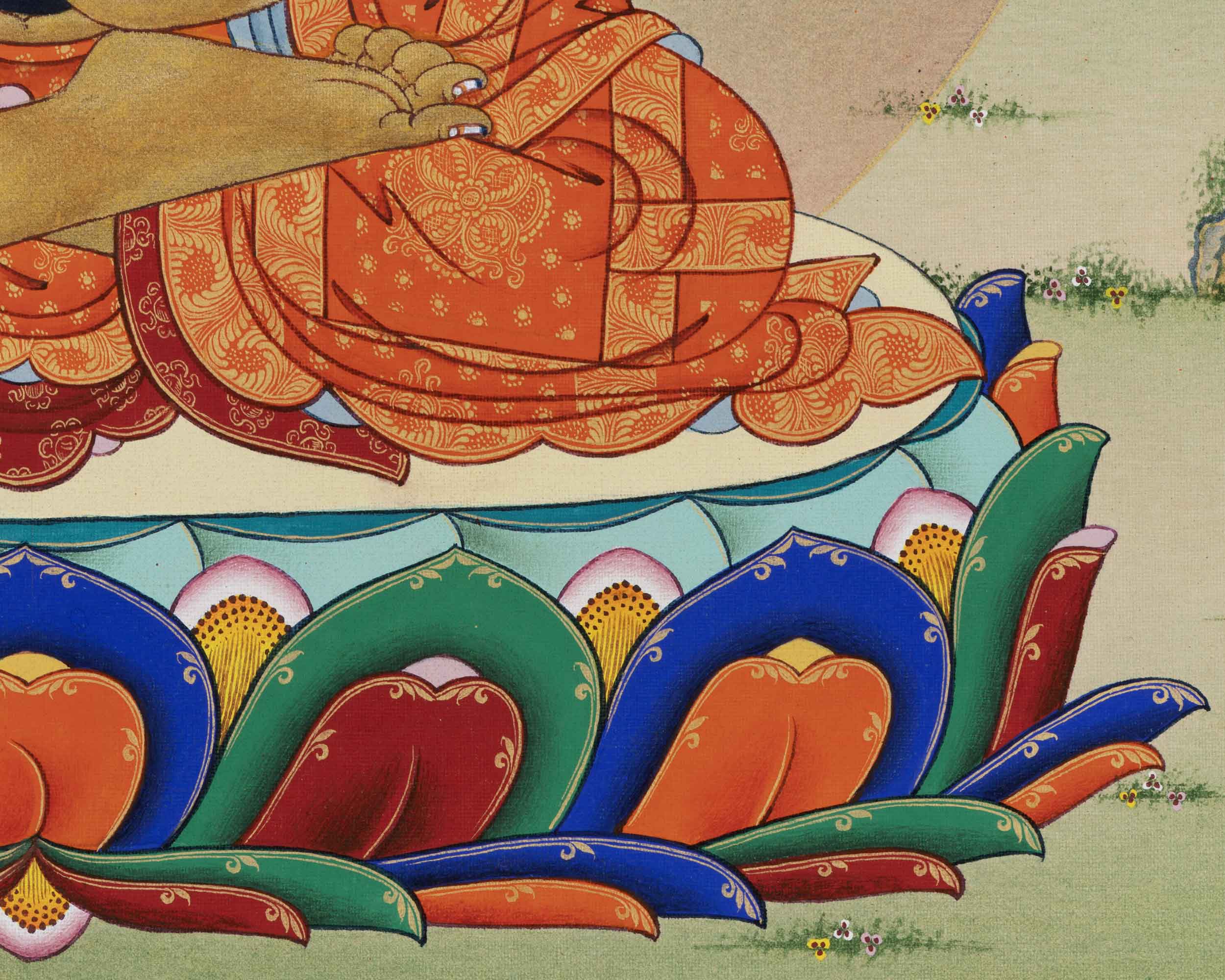 Seated Shakyamuni Buddha Thangka Print | Historical Buddha Tibetan Poster For Meditation