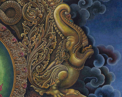 Dzambhala, The Tibetan Deity Of Wealth Nepali Painting| Traditional Newari Giclee Canvas rint