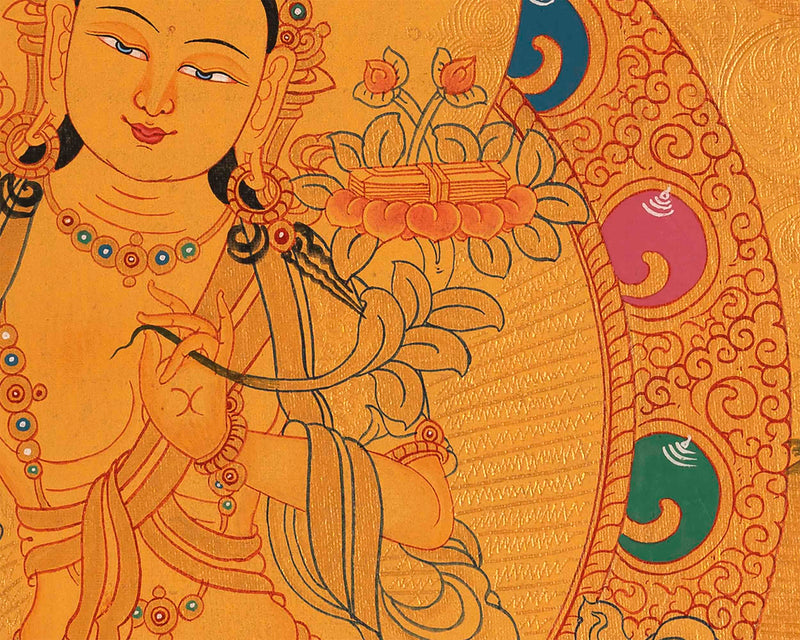 Manjushri Tibetan Thangka | Wall Decor Art