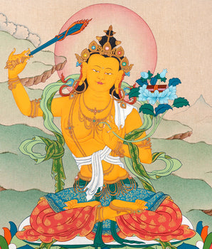 Manjushri, Bodhisattva Manjushree Thangka, Tibetan Buddhist Painting