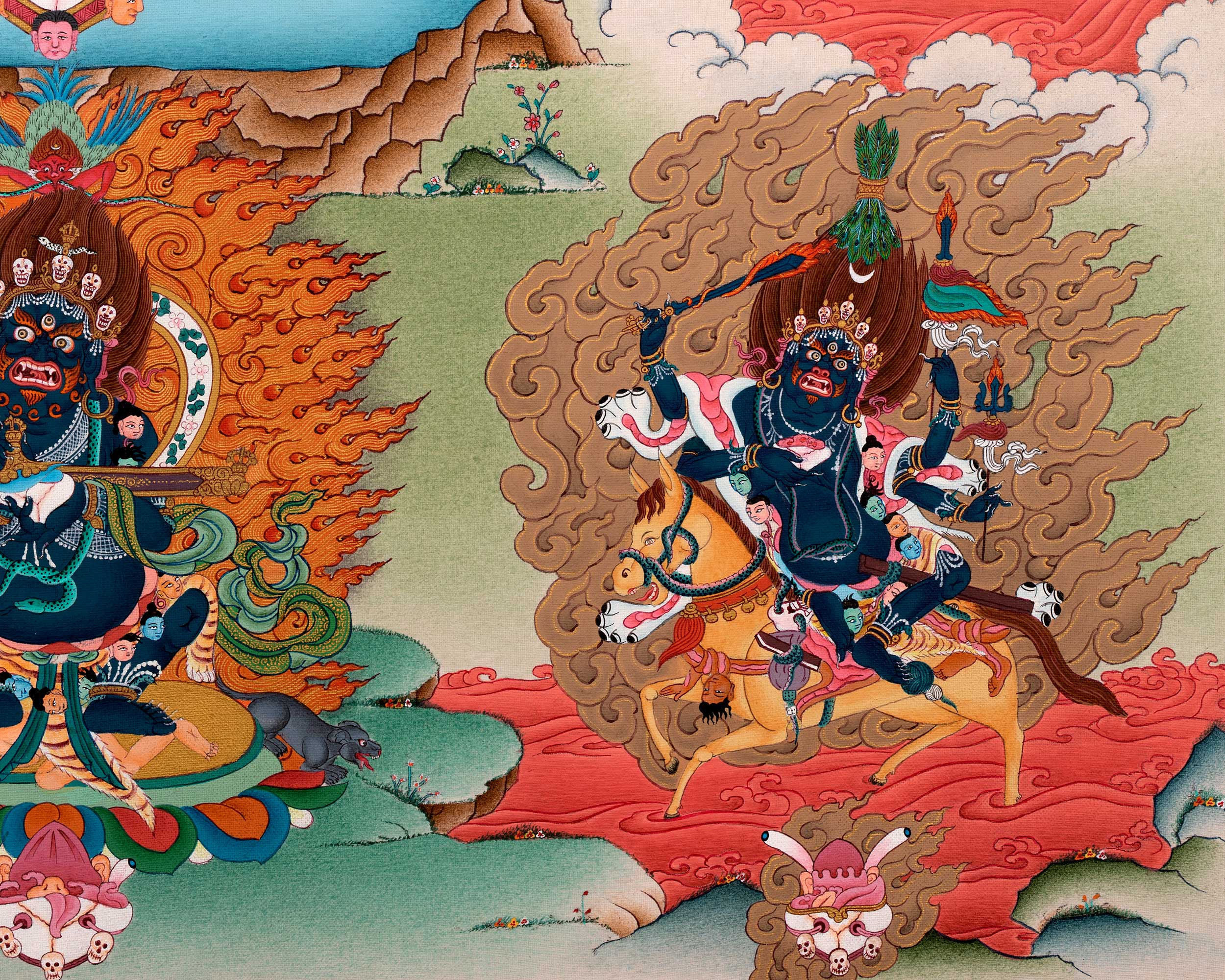 Hevajra Thangka Print | Nairatmya and Other Deities Painting