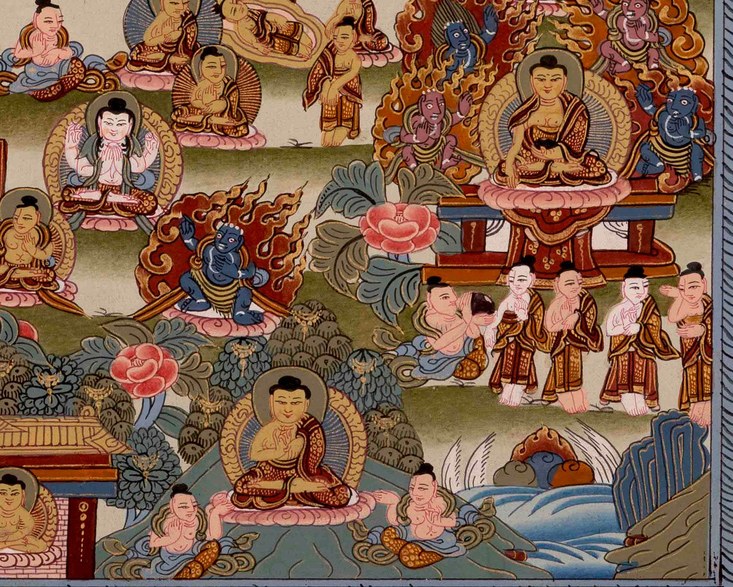 Gautam Buddha's Life Story | Religious Buddhist Thangka | Wall Decors