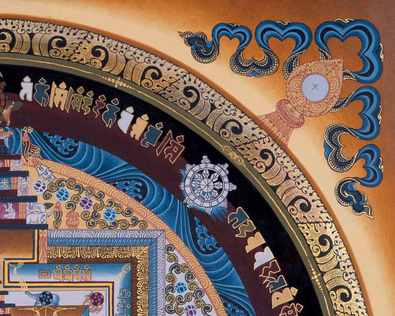 Handpainted Kalachakra Mandala | Traditoinal Tibetan Thangka | Wall Decors
