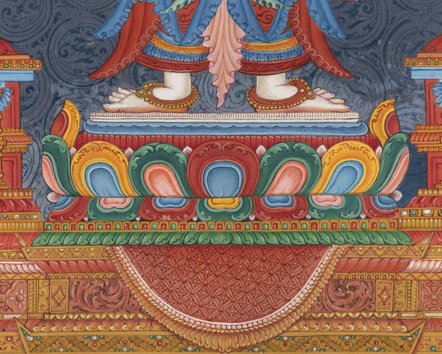 Lord Of All Realms Lokeshwor Thangka Print | Tibetan Print Of Lokesvara For Spiritual Room Decoration