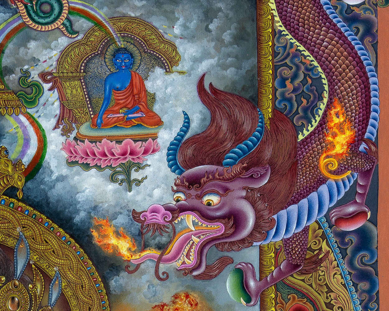 Tibetan Buddhism Vajrapani Thangka Print | Spiritual Room Decor