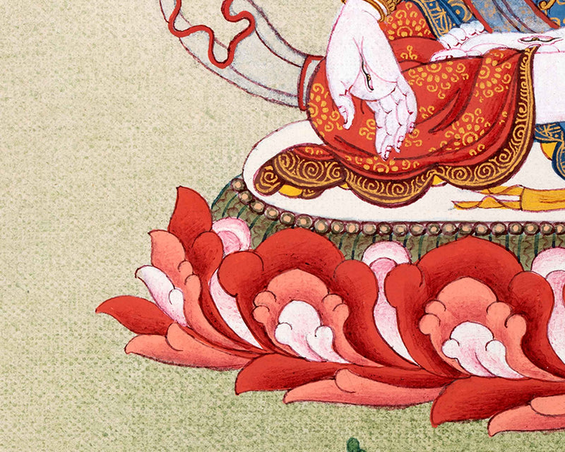 White Tara Deity Thangka | Goddess of Compassion and Longevity | Hand-Painted Tibetan Buddhist Art