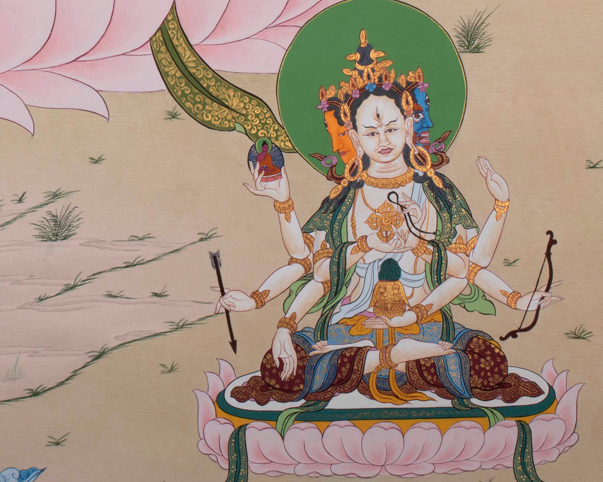 White Tara Thangka | Religious Buddhist Artwork | Wall Hanging Decoration