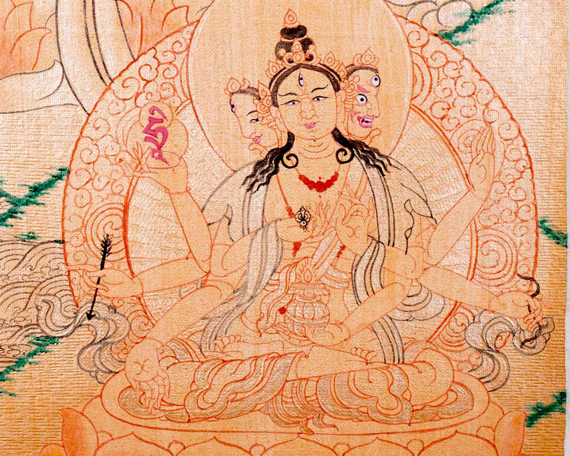 Green Tara Gold Thangka | Wall Hanging Healing Art