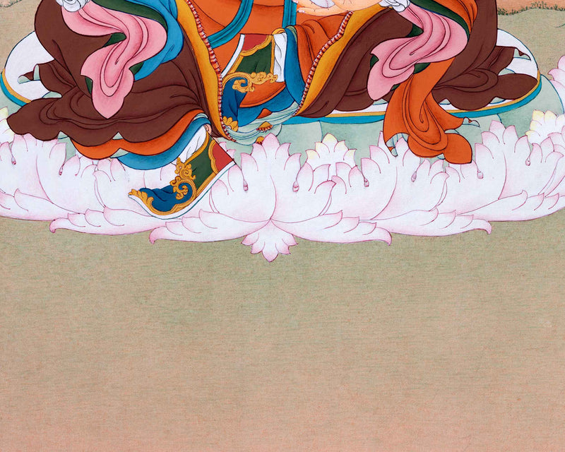 Guru Padmasambhava Teachings Practice Thangka Painting | Traditionaly Hand-Painted Lotus Born Master Thangka Art