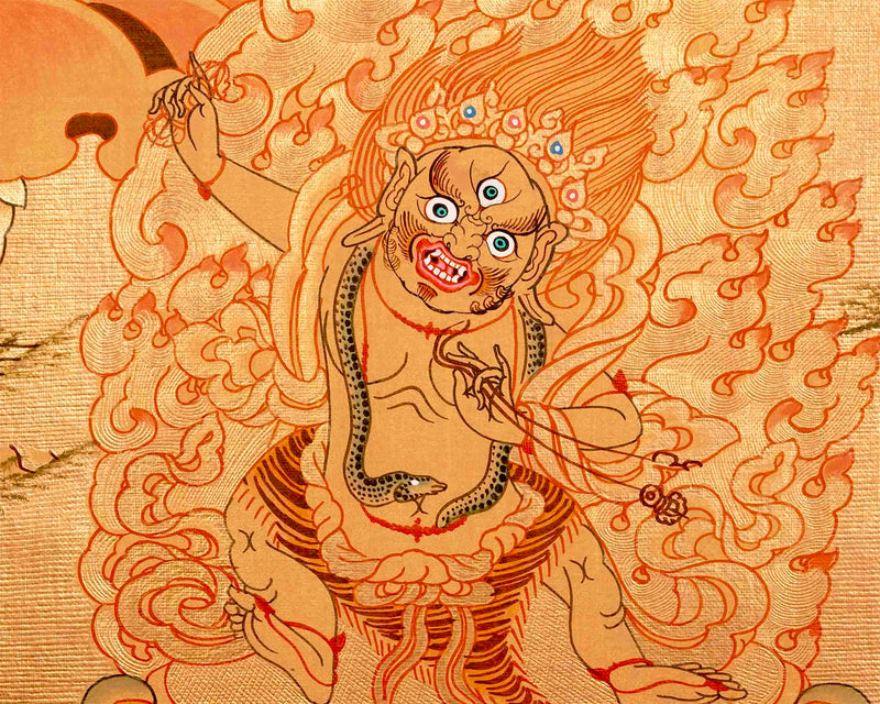 Hand Painted Full 24K Gold Manjushree Thangka | Wall Hanging Decor