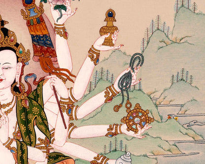 Cundi Buddha Thangka | Traditional Hand Painted Artwork