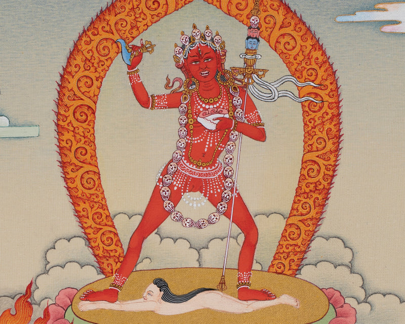 Chakrasamvara with Consort and Four Dakini Print | Tibetan Buddhist Thangka Art