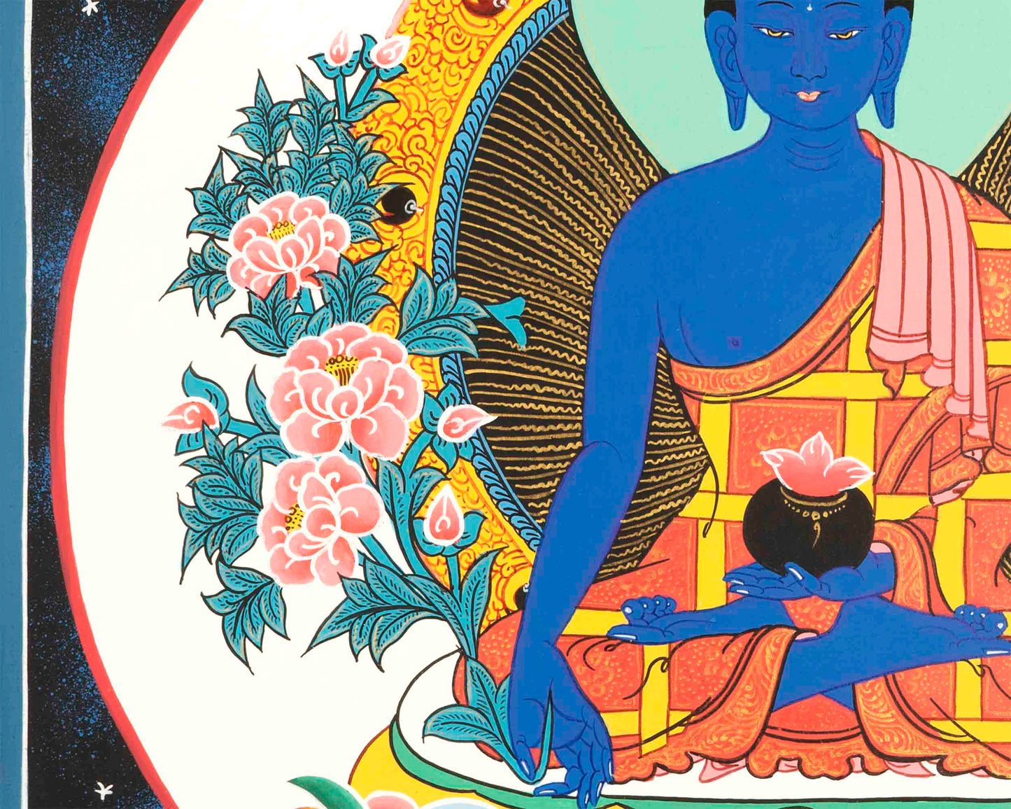 Bhaisajyaguru Thangka | Handpainted Medicine Buddha | Wall Hanging Decors