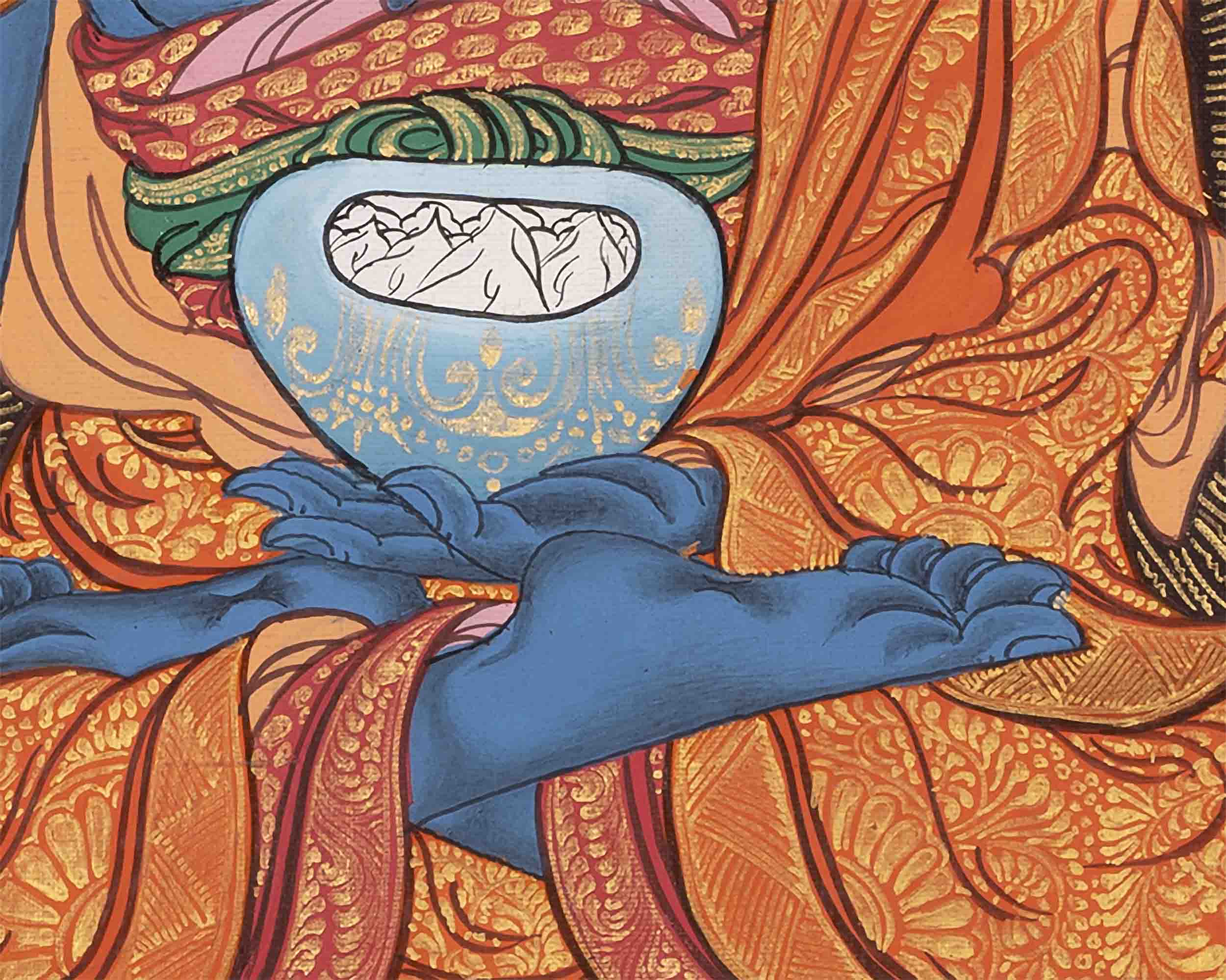 Thangka Of Medicine Buddha | 5 Dhyani Buddha | Religious Wall Decor