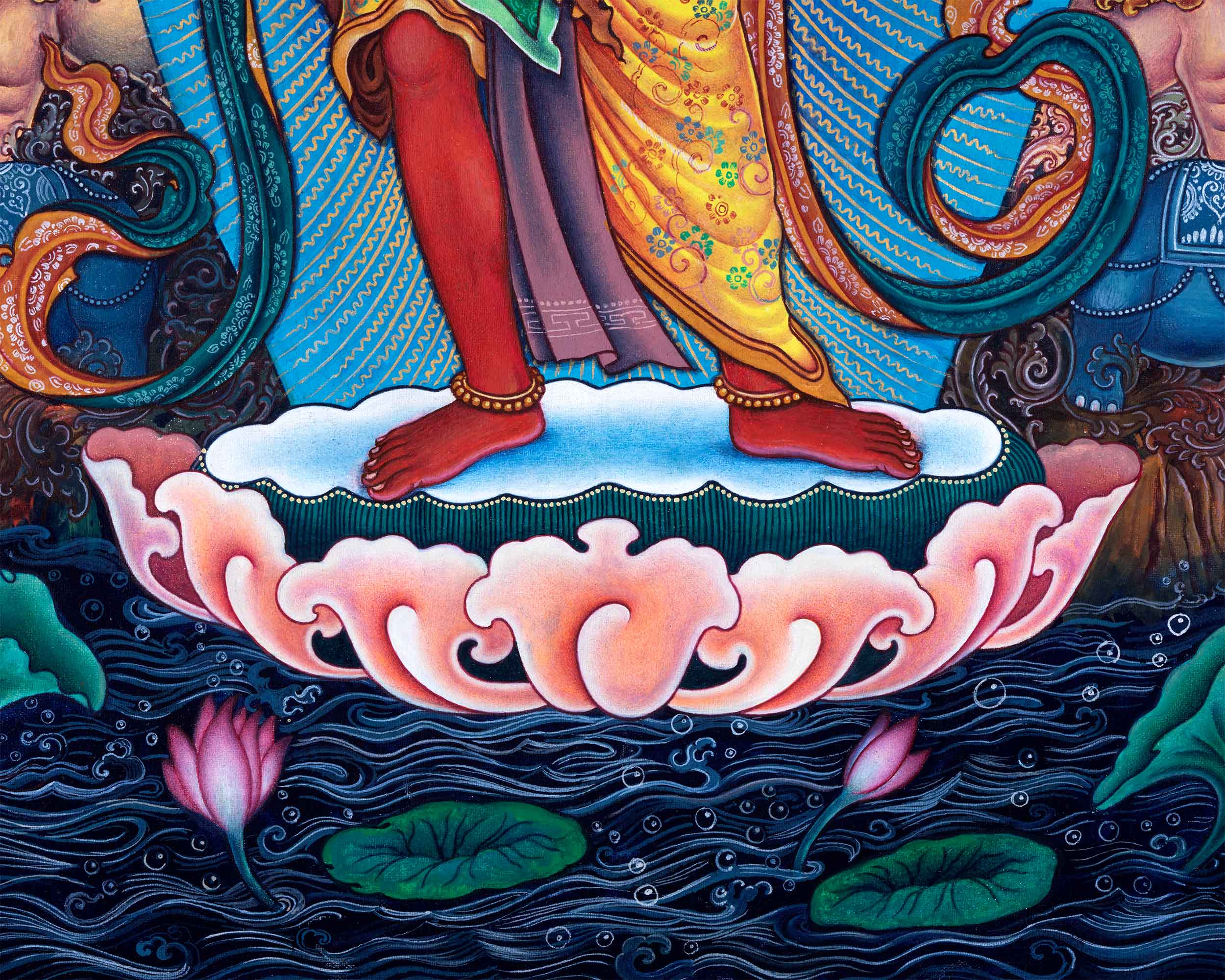 Traditional Nepali Pauba Print Of Avalokitesvara Bodhisattva | The Bodhisattva Of Compassion Chenrezig Print