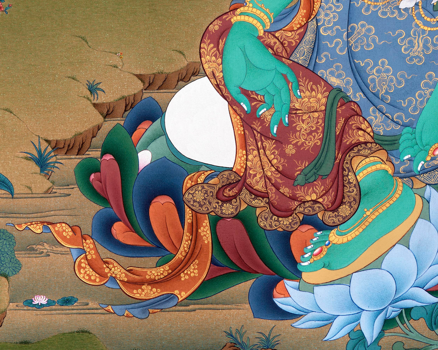 Green Tara Thangka Print | Buddhist Painting  | Digital Canvas Print