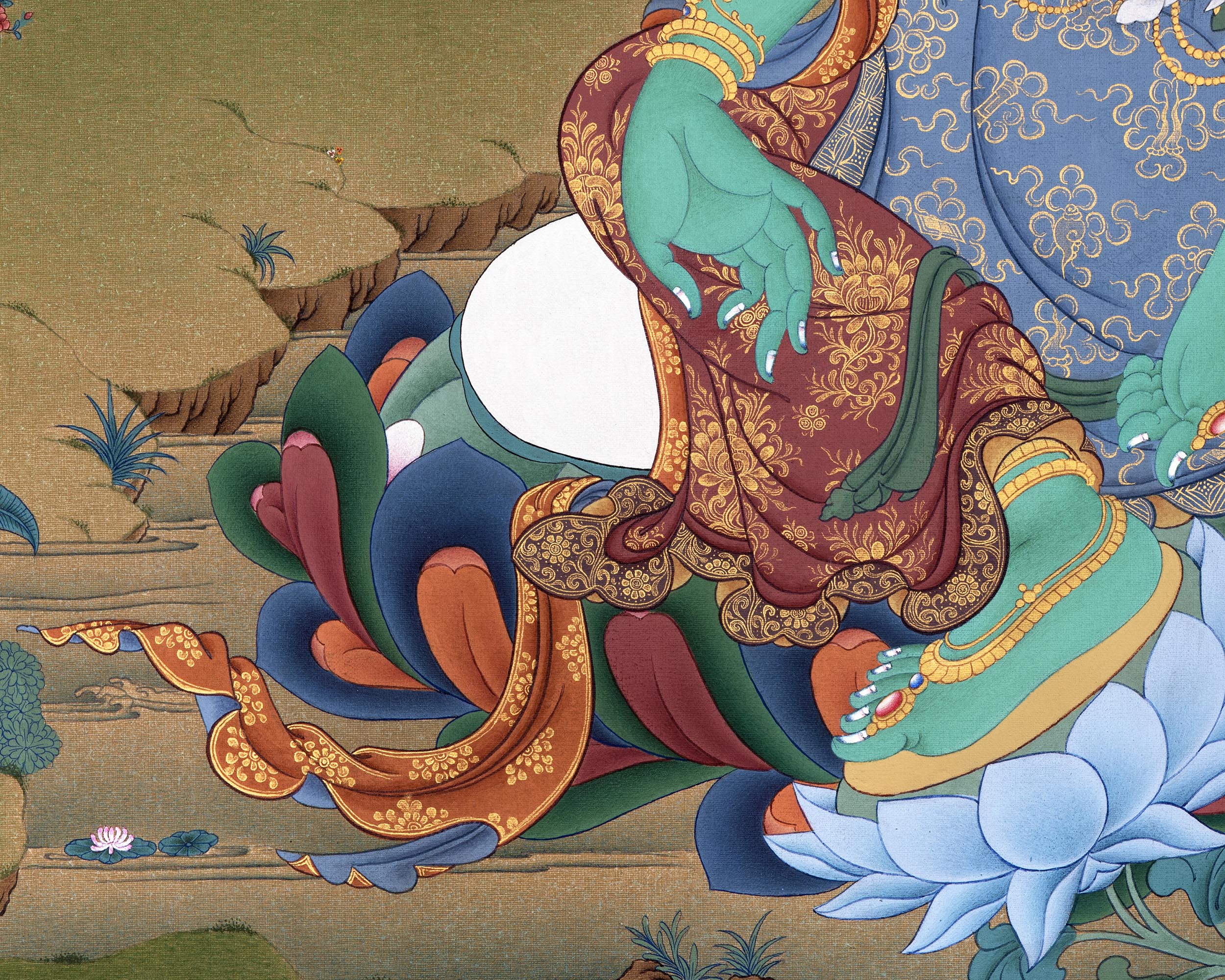 Green Tara Thangka Print | Buddhist Painting  | Digital Canvas Print