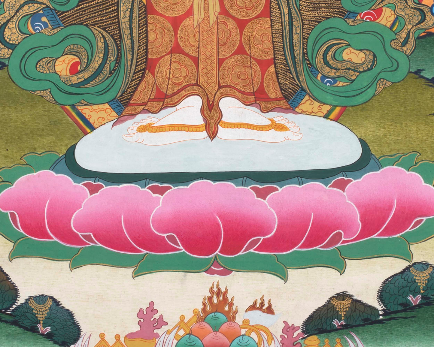 1000 Armed Chenrezig Thangka Print Surrounded by Celestial Deities | Traditional Buddhist Artwork