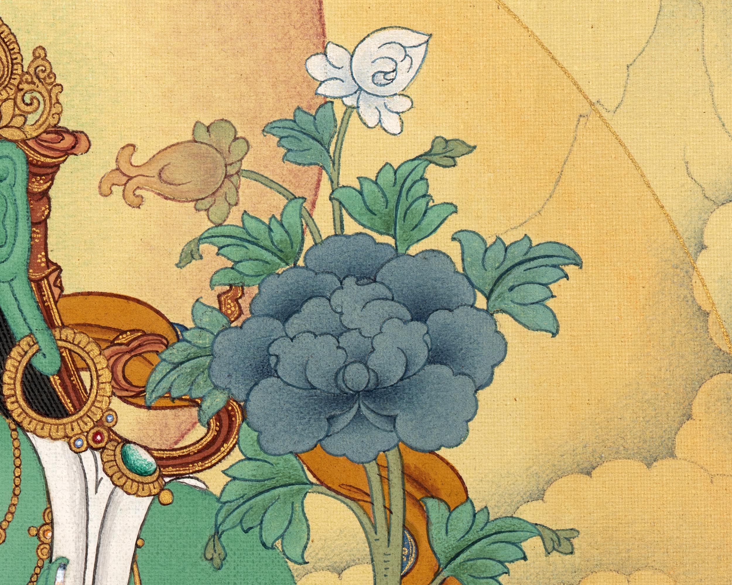 Green Tara | Tibetan Thangka Print | Digital Thangka Canvas Print