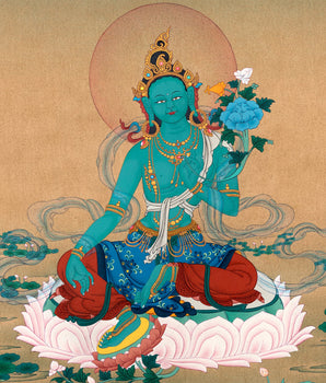 Green Tara Thangka, Traditional Karma Gadri Thangka