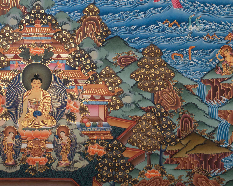 Vintage Manjushri Thangka | Tibetan Wall Decoration Painting