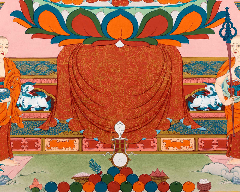 Shakyamuni Buddha's Teaching With His Disciples | Traditional Hand Painted Thangka | Wall Hanging Art