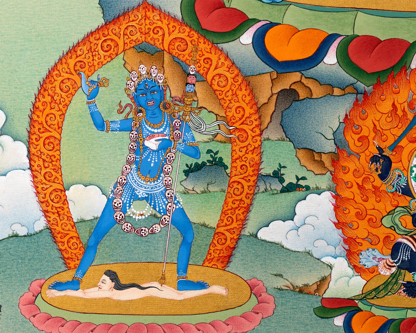 Chakrasamvara And Four Dakini | Tibetan Buddhist Thangka Art