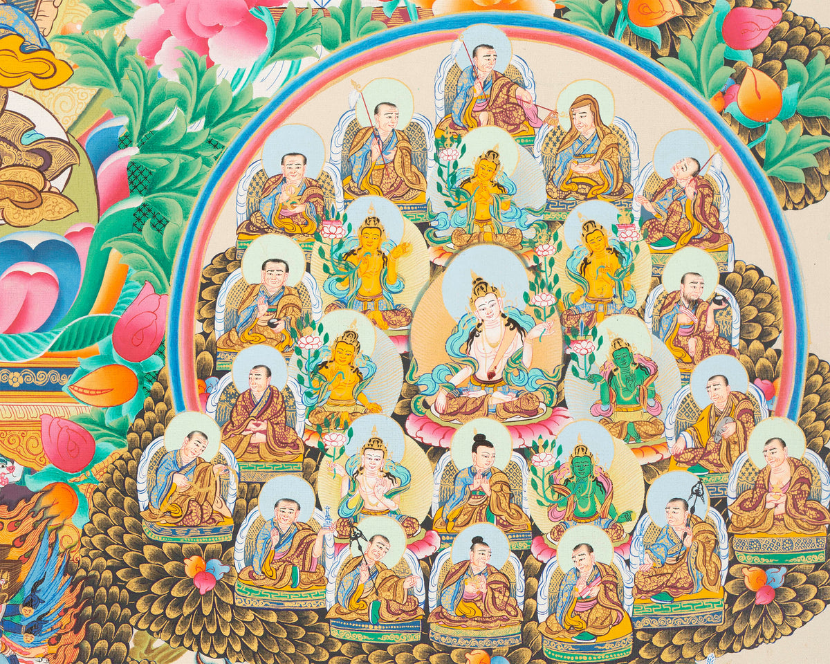 Guru Rinpoche Refuge Tree | Hand Painted Buddhist Print