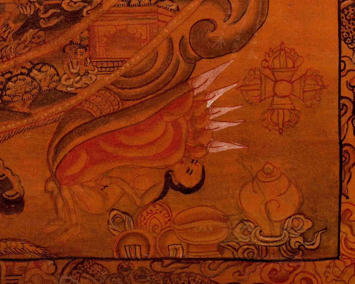 Oil Varnished Wheel of Life | Vintage Traditional Thangka | Wall Decors