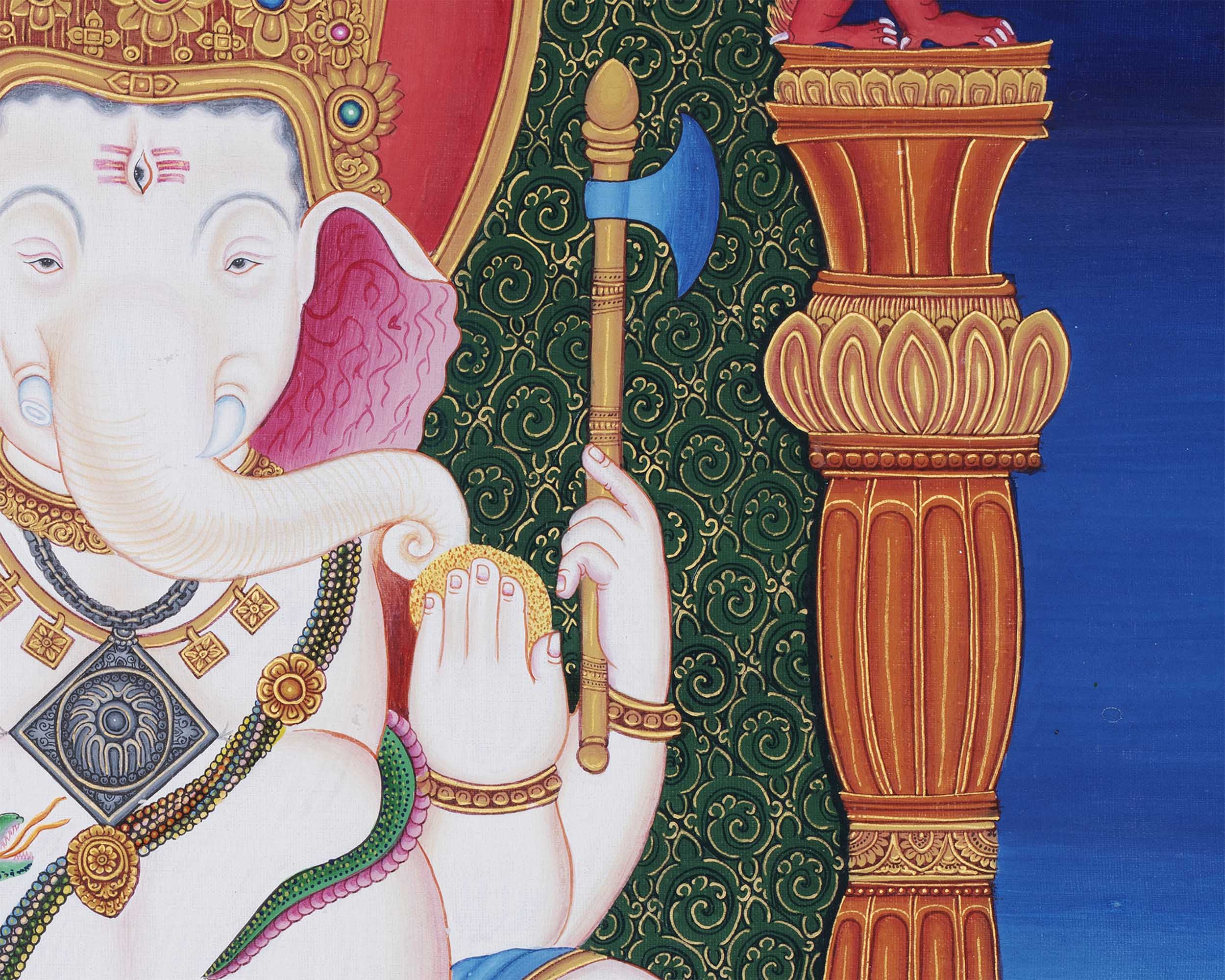 Ganesh Thangka Print | Paubha Style Painting | Religious Decors
