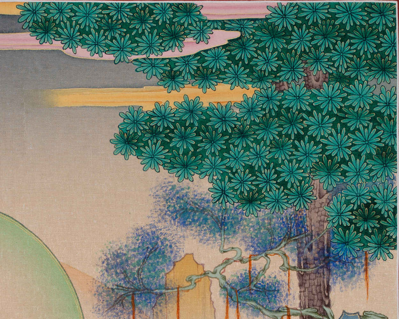Manjushri Thangka Print | Bodhisattva Of Wisdom | Spiritual Room Decor