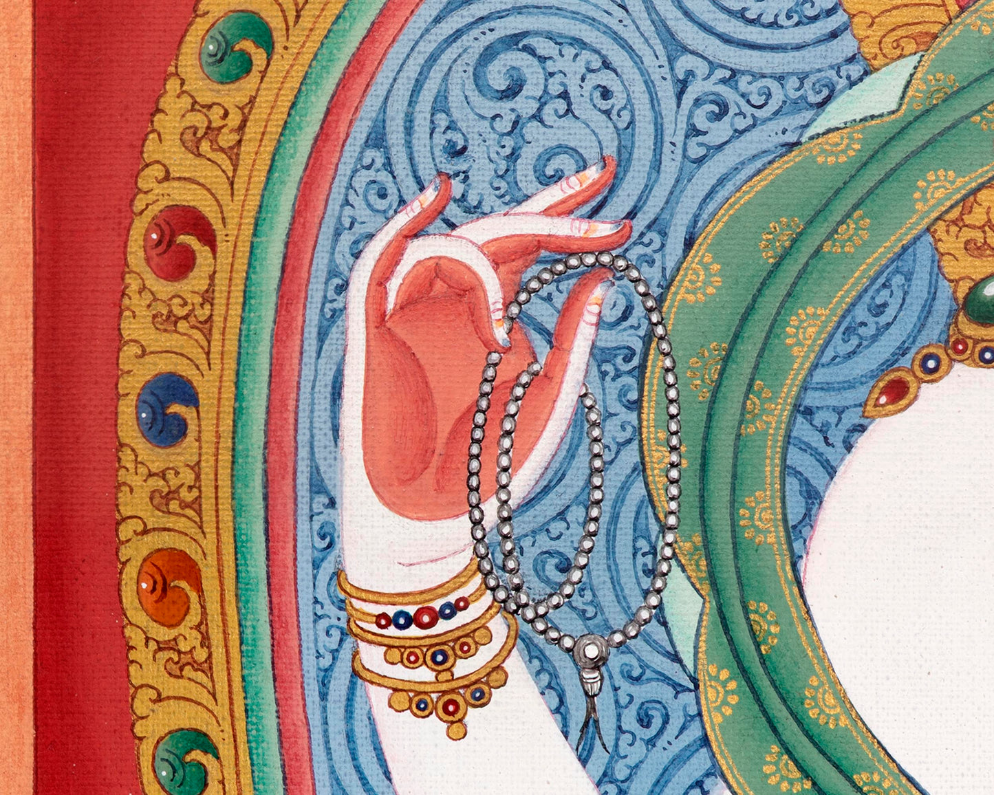 Chenrezig with Manjushri and Vajrapani Thangka | Vajrayana Print With High Quality Giclee