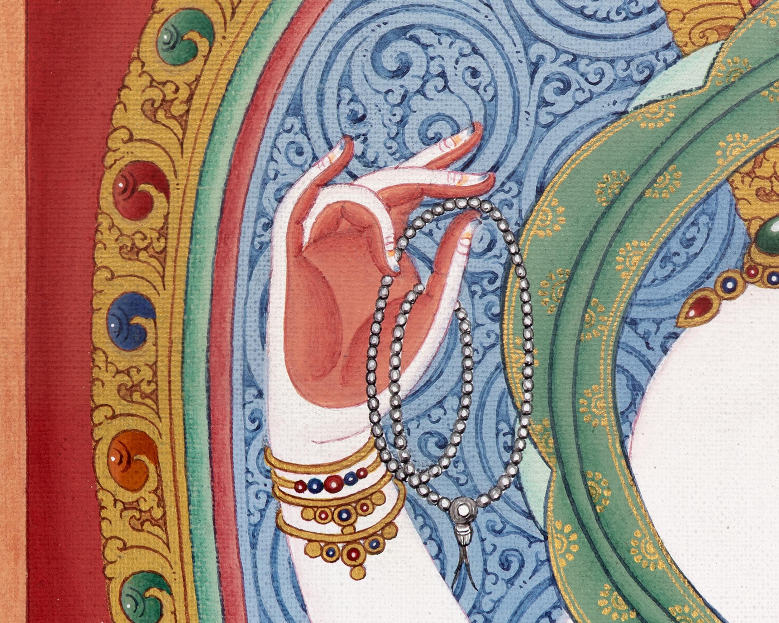 Chenrezig with Manjushri and Vajrapani Thangka | Vajrayana Print With High Quality Giclee