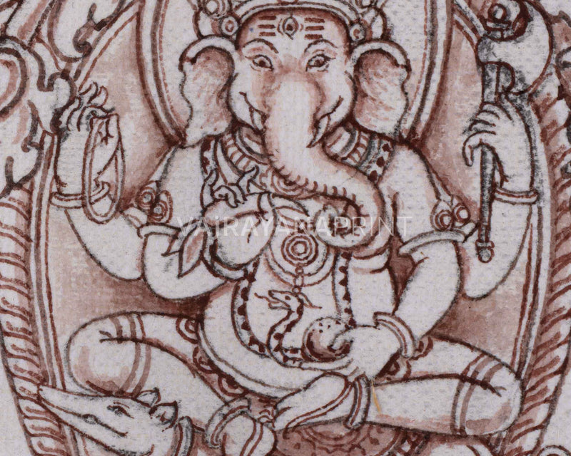 High-Quality Print For Ganesha Mantra | Ganesh On Kalash Drawing For Ceremonies