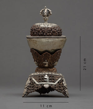 Fine Quality Vintage Kapala Skull Cup | Handcrafted Tibetan Skull Cup | Buddhist Art