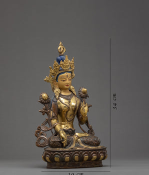 Antique White Tara Statue | The Female Bodhisattva | Zen Buddhist Art