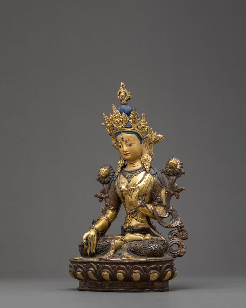 Antique White Tara Statue | The Female Bodhisattva | Zen Buddhist Art